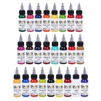 Spark 25 Socraigh 1oz Préimh Orgánach Buan Long Long - Dath buan dúch tattoo réidh go tapa le haghaidh ealaín choirp agus tatú