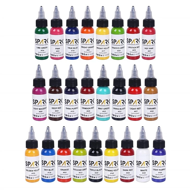 Spark 25 Socraigh 1oz Préimh Orgánach Buan Long Long - Dath buan dúch tattoo réidh go tapa le haghaidh ealaín choirp agus tatú