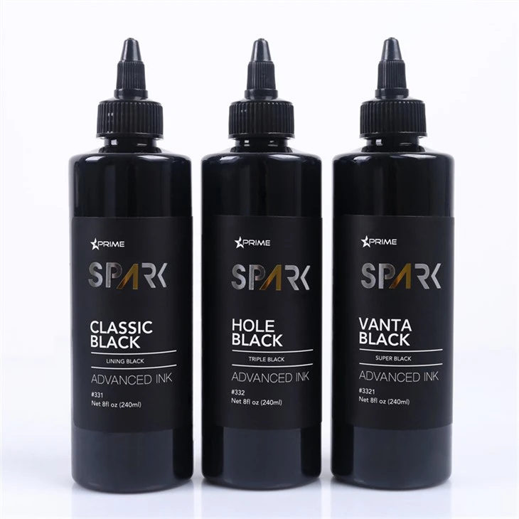 8OZ Sraith Dúigh Dubh Líneáil Dubh Clasaiceach Dubh Spark Dúigh Tattoo Taispeántas Dúigh Tattoo Gairmiúla