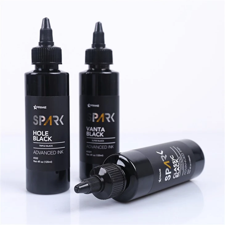 Líneáil Dubh Clasaiceach 4OZ Sraith Dúigh Dubh Spark Dúigh Tattoo Dúigh Tattoo Dubh Solas