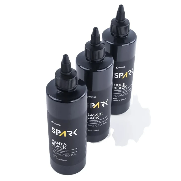 Sraith Dúigh Super Dubh Vanta Black 8OZ 4OZ Spark Ink Ink Tattoo Ink Set Professional